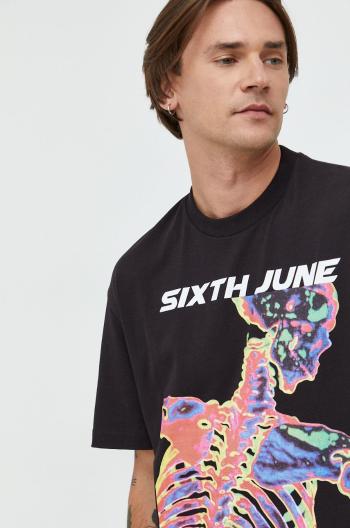Bavlněné tričko Sixth June černá barva, s potiskem