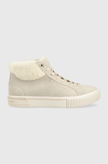 Semišové sneakers boty Tommy Hilfiger Warmlined High Sneaker béžová barva