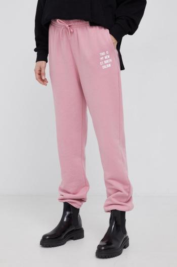 Bavlněné kalhoty MC2 Saint Barth dámské, růžová barva, hladké