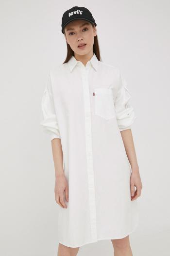 Bavlněné šaty Levi's bílá barva, mini, oversize