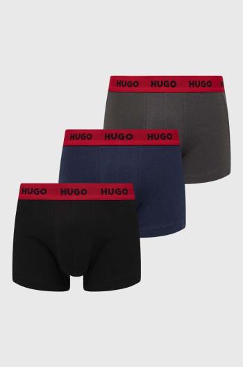 Boxerky HUGO 3-pack pánské, šedá barva, 50469766