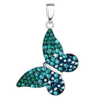 Stříbrný přívěsek s krystaly Swarovski zelený motýl 34192.3, Zelená