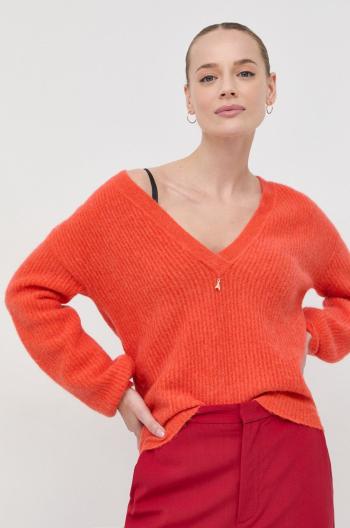 Vlněný svetr Patrizia Pepe dámský, oranžová barva, lehký