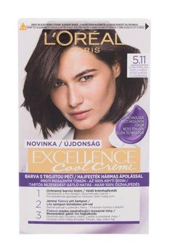 Barva na vlasy L'Oréal Paris - Excellence 5,11 Ultra Ash Light Brown 48 ml , 5.11, popelavá, světlá