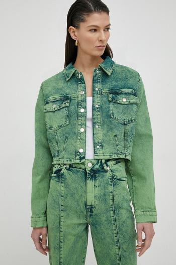 Džínová bunda Gestuz Skye dámská, zelená barva, přechodná