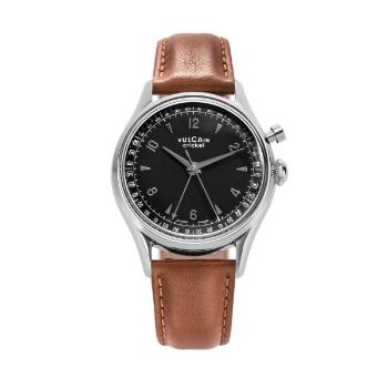 Vulcain Cricket Tradition 39 mm - Black - Brown Plain