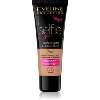 Eveline Cosmetics Selfie Time make-up a korektor 2 v 1 odstín 06 Honey 30 ml