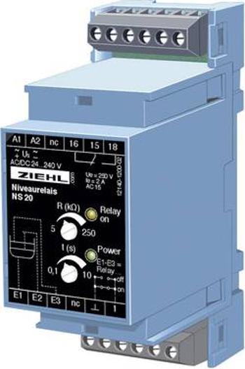 Hladinové řídicí relé Ziehl NS 20 V 223440.CO, Výstupy 1x relé, montážní hloubka 55 mm