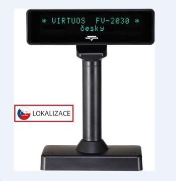 Virtuos VFD zákaznický displej Virtuos FV-2030B 2x20 9mm, serial, černý, EJG1005
