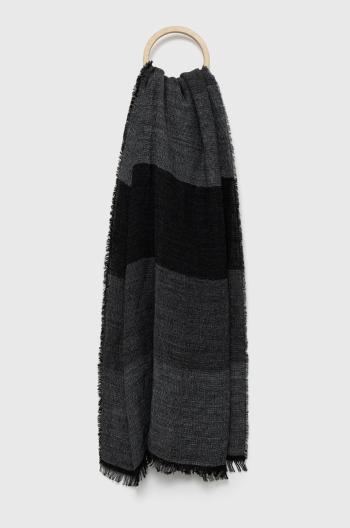 Šátek z vlněné směsi Sisley šedá barva, vzorovaný