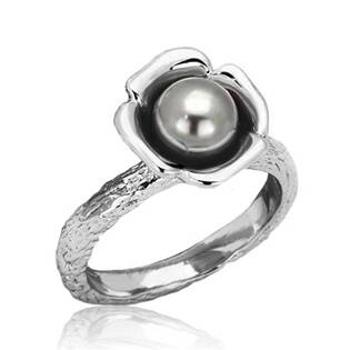 Šperky4U Ocelový prsten se šedou perličkou - velikost 57 - AL-0080-57