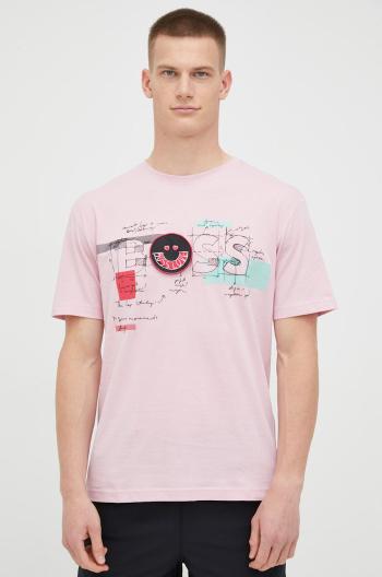 Bavlněné tričko BOSS Boss Athleisure růžová barva, s aplikací