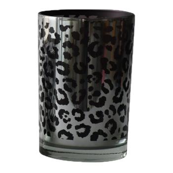 Stříbrný skleněný svícen Leo s motivem leoparda - 12*12*18cm XMWLZLL