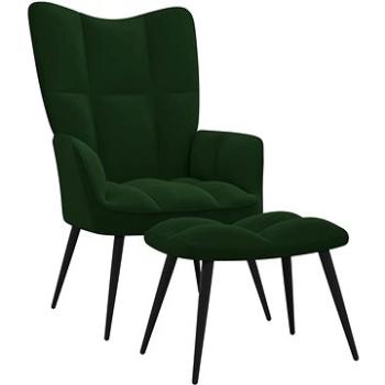Relaxační křeslo se stoličkou tmavě zelené samet, 328086 (328086)