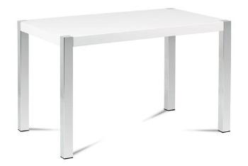 Autronic AT-2066 WT Jídelní stůl 120x75 cm, MDF deska, bílý vysoký lesk, chromované nohy