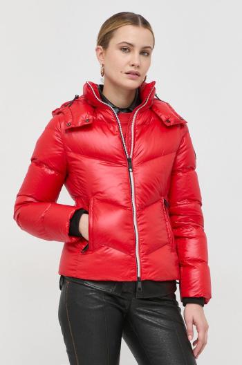 Péřová bunda BOSS dámská, červená barva, zimní