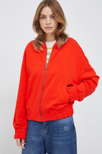 Bavlněná mikina United Colors of Benetton dámská, červená barva, hladká