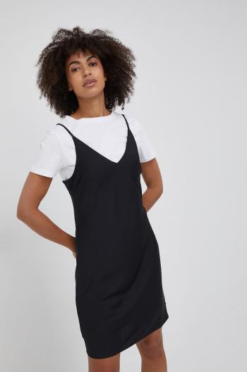 Šaty Calvin Klein černá barva, mini, áčková