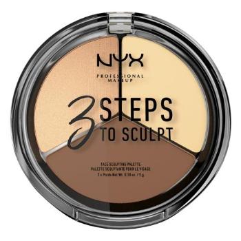 NYX Professional Makeup 3 Steps To Sculpt 15 g konturovací paletka pro ženy 02 Light