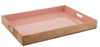 Dřevěný podnos s růžovým vnitřkem Enamell pink - 66*50*8cm 1641