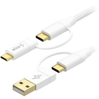 AlzaPower MultiCore 4in1 USB 1m bílý (APW-CBM401W)