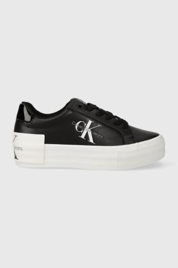 Sneakers boty Calvin Klein Jeans BOLD VULC FLATF LOW LACE LTH ML černá barva, YW0YW01294