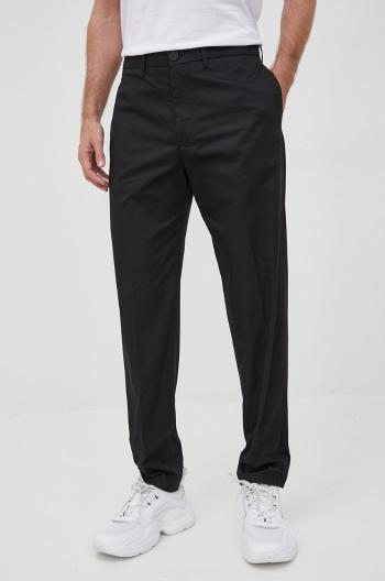 Bavlněné kalhoty Armani Exchange pánské, černá barva, přiléhavé