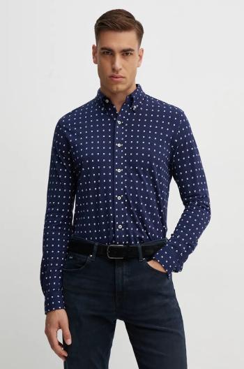 Bavlněná košile Polo Ralph Lauren tmavomodrá barva, slim, s límečkem button-down, 710951941