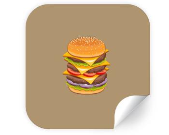 Samolepky čtverec - 5 kusů Hamburger