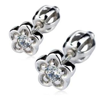 Šperky4U Stříbrné náušnice - kytičky, čirý zirkon - ZB53240-C