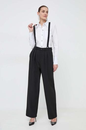 Kalhoty Custommade Pien dámské, černá barva, jednoduché, high waist, 999825531