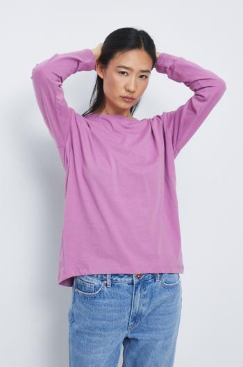 Bavlněné tričko s dlouhým rukávem Medicine fialová barva