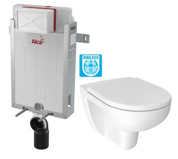 ALCADRAIN Renovmodul předstěnový instalační systém bez tlačítka + WC JIKA LYRA PLUS RIMLESS + SEDÁTKO DURAPLAST AM115/1000 X LY1