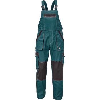 Cerva Pánské pracovní kalhoty s laclem MAX SUMMER - Zelená / černá | 56
