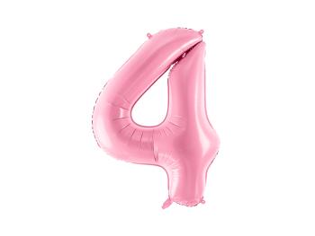 PartyDeco Fóliový balónek narozeninové číslo 4 - růžový 86cm