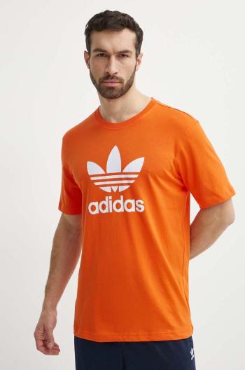 Bavlněné tričko adidas Originals oranžová barva, s potiskem, IR8000