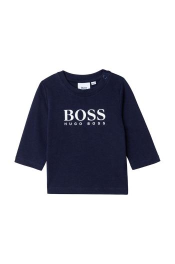 Dětské tričko s dlouhým rukávem Boss tmavomodrá barva, s potiskem
