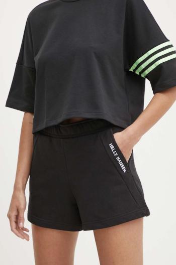 Kraťasy Helly Hansen dámské, černá barva, s potiskem, high waist, 54081