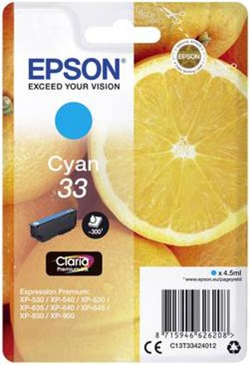 Epson Ink T3342, 33 originál azurová C13T33424012