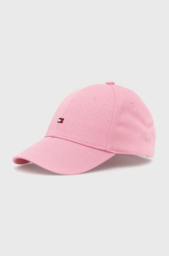 Dětská bavlněná čepice Tommy Hilfiger růžová barva, hladká