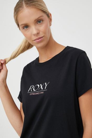 Bavlněné tričko Roxy černá barva