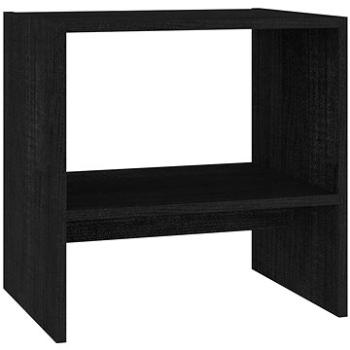 SHUMEE Noční stolek černý 40 × 30,5 × 40 cm masivní borové dřevo, 808061 (808061)