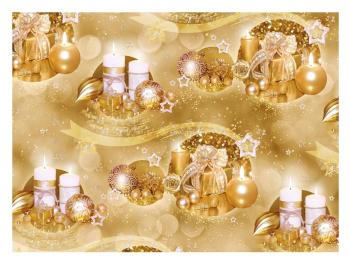 Balící papír klasik - vánoční zlaté svíčky - archy 100x70 cm - MFP Paper