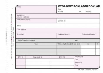 Tiskopis Výdajový pokl. doklad A6 100 listů OPTYS