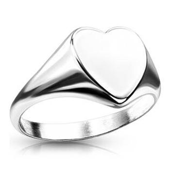 Spikes USA Ocelový prsten srdce s možností rytiny - velikost 61 - OPR1893-61