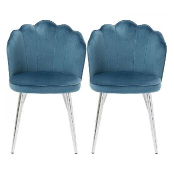 Modrá  čalouněná jídelní židle Princess / set 2 ks