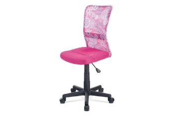 Autronic KA-2325 PINK Kancelářská židle, růžová mesh, plastový kříž, síťovina motiv