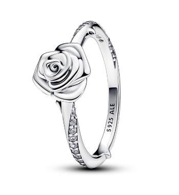 Pandora Půvabný stříbrný prsten Rozkvetlá růže Moments 193215C01 54 mm