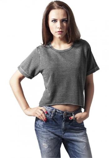 Urban Classics Ladies Cropped Burnout Short Sleeve Crew darkgrey - XS