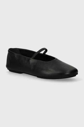 Kožené baleríny Calvin Klein BALLERINA W/STRAP LTH černá barva, HW0HW01920